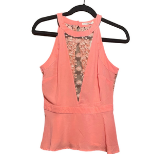 Mustard Seed Peach Lace Panel Open Back Top